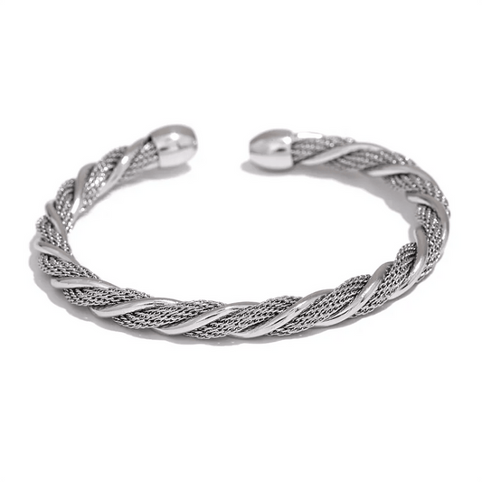 donna you bracelete torcido prata 925 feminino ajustável 