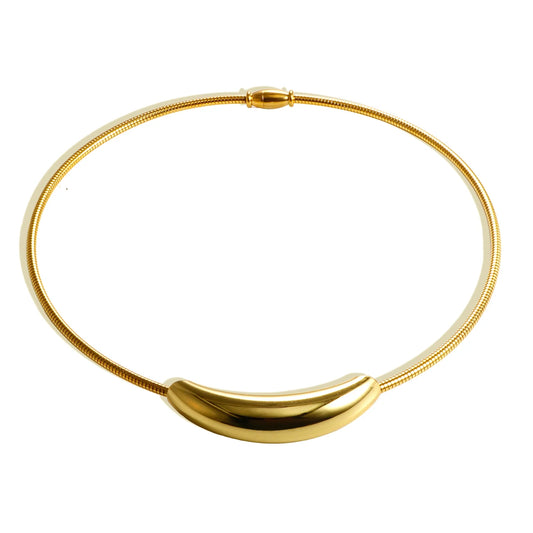 donna you colar clássico com pingente curvado banhado a ouro 18k
