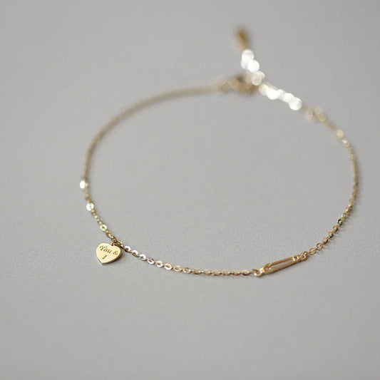 donna you pulseira feminina com coração banhado a ouro 14k