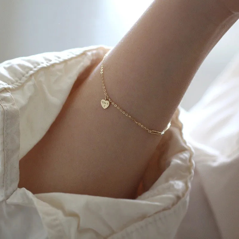 donna you pulseira feminina com coração banhado a ouro 14k