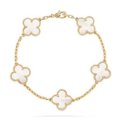 pulseira Virginia donna you feminino com cinco trevos dourados dupla face