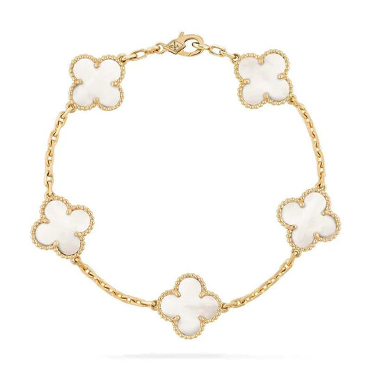pulseira Virginia donna you feminino com cinco trevos dourados dupla face