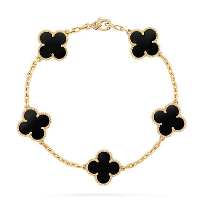 pulseira Virginia donna you feminino com cinco trevos dourados dupla face