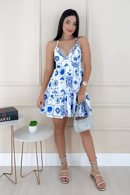 Vestido Maldivas curto feminino visto de frente