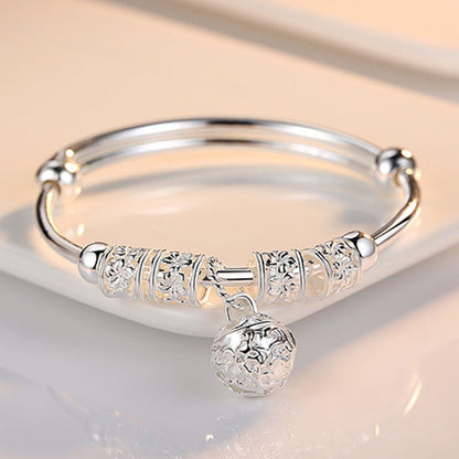 donna you bracelete infinity feminino prata 925 com pingente de sino ajustável
